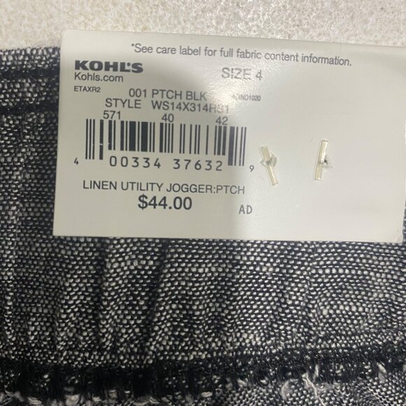 $44 NWT Linen Utility Joggers Womens Size 4 Gray Mid Rise Relaxed Fit Tapered St - Picture 4 of 11